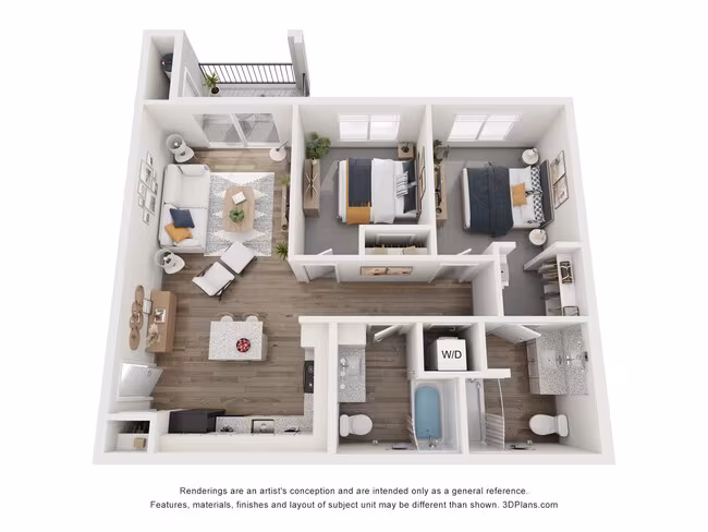 2 Beds • 2 Bath F207 floor plan